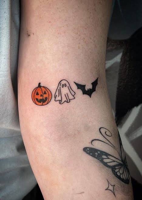 October tattoo ideas halloween | Tiny halloween tattoos, Ghost tattoo with  pumpkin, Spooky tattoos