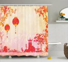 Asian Shower Curtain Chinese Lanterns Temple Bathroom Decor Ambesonne Shower Curtain Sets Asian Showers Curtains