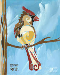 Moms Day Off Female Cardinal Painting Painting By Barbara Rush Male and female cardinals sitting on pine branches can be quickly and easily. pixels