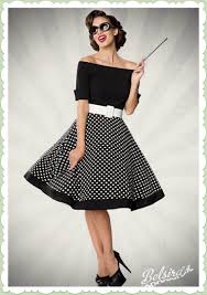 Belsira 50er Jahre Rockabilly Petticoat Kleid Polka Dots Schwarz Weiss 50er Jahre Outfit 50er Jahre Mode 50 Jahre Kleider