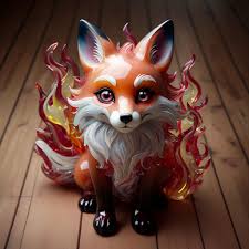 Free and customizeable a minimal 3d transluscent crystal fox sculpture with  glossy surface templates