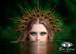 Handmade Gold Sunburst Halo Crown: Festival Goddess Headpiece