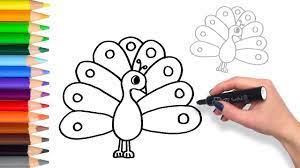 You will learn to draw all kind of cute, cartoon like and even realistic characters and our collection of lessons is always growing. How To Draw A Colourful Peacock Teach Drawing For Kids And Toddlers Coloring Page Video Youtube