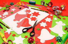 Download Arts And Craft Supplies For Christmas Red And Green Color Paper Stock Photo Picture And Royalty Free Image Image 50240138 PSD Mockup Templates