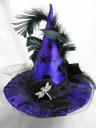 Electric Blue Witch Hat With Black Feathers Halloween Hats Halloween Boo Halloween Wreath