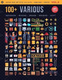 Various 100 Icons Vol 2 By Vectorpixelstar On Creativemarket Pixel Pixel Art Pixel Art Tutorial