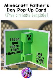Minecraft Happy Birthday Card Printable Free Minecraft Father S Day Pop Up Card Homemade Fathers Day Card Minecraft Birthday Card Birthday Card Pop Up