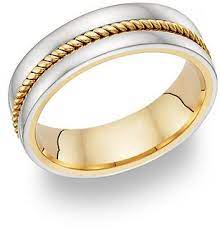 Two Tone Gold Rope Design Wedding Band 625 00 With The Rope Style Of This Ring It Rings A Nautical Wedding Band Designs Wedding Rings Wedding Ring Pictures