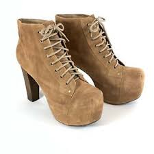 Details About Jeffrey Campbell Lita Heels Booties Suede Leather Lace Up Platform Shoes 11