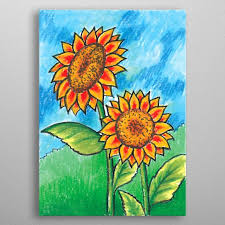 Sunflowers Metal Poster Print Tri Harianto Displate In 2021 Poster Prints Oil Pastel Techniques Online Painting