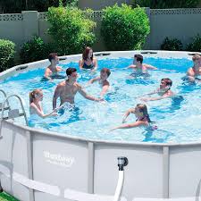 Amazon Com Bestway Power Steel 18 X 4 Foot Round Above Ground Swimming Pool Frame Gray Gard Above Ground Swimming Pools Swimming Pools Cool Swimming Pools