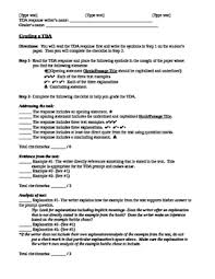 Grading A Text Dependent Analysis Tda Worksheet For Students Peer Review In 2020 Analysis Peer Review Student