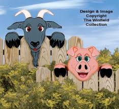 Pig Goat Fence Peekers Wood Pattern Wood Yard Art Wood Patterns Yard Art Crafts