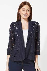 Great news!!!you're in the right place for blazer with lace. Floral Lace 3 4 Sleeve Jacket In Navy Roman Originals Uk