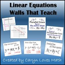 Linear Equations Posters Graphs Slope Parallel Perpendicular 16 Walls That Teach From Caryn Loves Math Linear Equations Algebra Word Walls Equations
