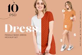 Download Women S Basic Dress Mockup Set In Apparel Mockups On Yellow Images Creative Store