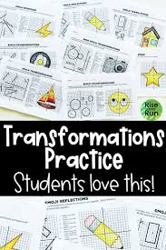 Transformation worksheets have a huge collection of practice problems based on reflection, translation and rotation. Transformations Practice Emojis Translate Reflect Rotate And Dilate Reflection Activities Fun Math Activities Geometric Transformations