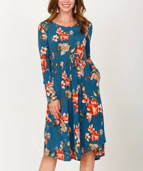 Another Great Find On Zulily Teal Navy Pocket Floral Midi Dress Women Zulilyfinds Floral Midi Dress Womens Midi Dresses Dresses
