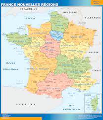 Wall Map Of France Map Of France New Regions | Wall Maps Of Countries For Europe