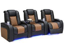The choices are limitless at gallery furniture, when you bring a diagram of the room you want to put home theater seating in, your furniture will be designed specifically for that room. Seatcraft Diamante Two Tone 4 Materials 15 Colors Powered Headrest Power Recline Straight Or Curved Rows Home Theater Seating Theater Seating Recliner