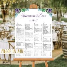 Wedding Seating Chart Seating Chart Alphabetical Seating Chart By Name Seating Chart Poster Watercolor Succulents Seating Chart Ellie