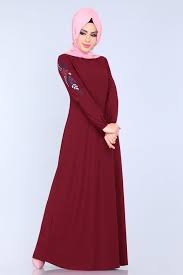Modaselvim Elbise Kollari Nakisli Elbise 5157il377 Bordo Dresses High Neck Dress Fashion