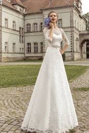 ♥ bei uns findest du moderne hochzeitskleider ♥. Halbe Armeln Sweep Train Elegantes Schlichtes Brautkleid Mit Gurtel Mekleid De