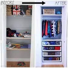 We all have a need for storing clothes, shoes and accessories. Small Reach In Closet Makeover With Ikea Pax The Happy Housie Small Closet Space Closet Makeover Closet Small Bedroom