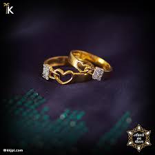 A Perfect Pair Of Bands Crafted With Love And Commitment Rush To Our Showroom For More Fascinating Couple Rings Gold Engagement Rings Couple Gold Finger Rings