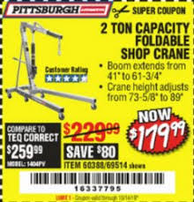Great 3 ton low profile professional rapid pump® floor jack at $147.99. Harbor Freight Tools Coupon Database Free Coupons 25 Percent Off Coupons Toolbox Coupons 2 Ton Foldable Shop Crane