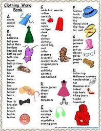 This Clothing Word Bank Is A Great Addition To Your Students Writing Duotangs Notebooks This Three Page Printable Word Bank P Word Bank Words Writing Project