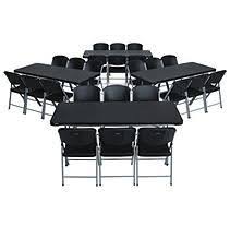 Lifetime Combo Four 6 Commercial Grade Folding Tables And 24 Folding Chairs Black Farmhouse Table Chairs Folding Table Folding Chair