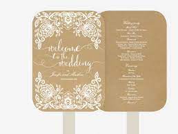 Wedding Fan Program Editable Ms Word Template Diy Kraft White Text White Lace Wedding Fans Wedding Program Fans Wedding Fans Programs Template