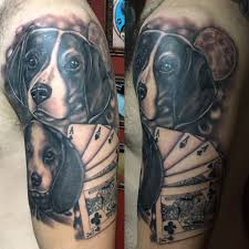 Black And Grey Dog Tattoo Black And Grey Dog Animal Puppy Portrait By Joshua Nordstrom At Deft Tattoo Studio In Upper Michigan Northern Up U P Wisconsi Puppy Portraits Grey Dog Tattoos