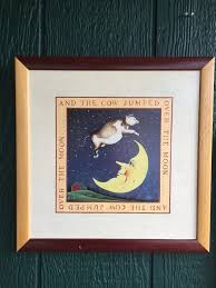 Vintage David Carter Brown 13 5 X 13 5 Nursery Rhyme Hey Etsy Cow And Moon Hey Diddle Diddle Nursery Rhymes
