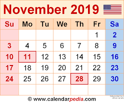 Blank november calendar and november holidays 2019 are also available. November 2019 Calendar Templates For Word Excel And Pdf