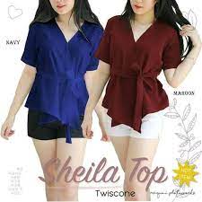 Desain cantik pada blouse batik sudah tidak perlu dari beberapa model blouse batik yang ada semuanya adalah model terbaru yang sangat modern. Jual Sheila Top Baju Blouse Atasan Blouse Wanita Modern Baju Atasan Wanita Kekinian Di Lapak Millennia Fashion Bukalapak