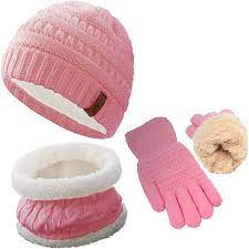Amazon Com Kids Scarf And Hat Glove Set For 5 10 Years Old Boys And Girls Pink Winter Warm Fleece Lined Knit Beanie And In Kids Scarf Knit Beanie Kids Beanies