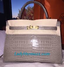 32cm Hermes Kelly Sellier Gris Tourterelle Shiny Croc Niloticus Gold Hardware Hermes Kelly Hermes Bags Bags