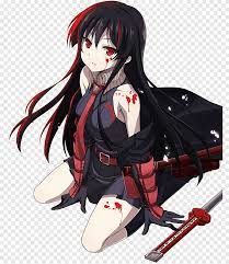 Akame from akame ga kill! Black Haired Female Anime Character Sitting Beside Sword Illustration Akame Ga Kill Fate Stay Night Anime Fan Art Manga Katana Black Hair Fictional Character Png Pngegg