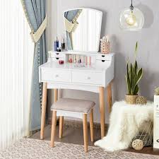 Charming Vanity Table Set With Cushioned Stool Etsy In 2021 Vanity Table Set Vanity Table Makeup Table