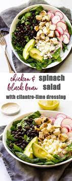 Chicken Black Bean Spinach Salad Recipe Lunch Recipes Healthy Healthy Appetizers Easy Salad