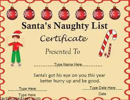 Customize a certificate template with our free online certificate maker in under 2 minutes! Special Certificates Santa S Naughty List Certificatestreet Com