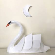 Swan 3d Papercraft By Sofs You Get Instructions And Template To Diy This Sweet Modern 3d Model Paper Crafts 3d Paper Art 3d Paper Crafts