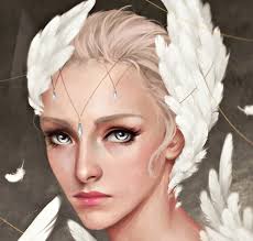 Angel, art, wings, luminos, woman, glaesii, fantasy, girl, feather, beauty,  face, HD wallpaper