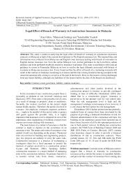 There is no specific standard form of contract for use in the malaysian market and to adopt a cost reimbursement or prime cost arrangement would require. Pdf Legal Effect Of Breach Of Warranty In Construction Insurance In Malaysia