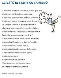 Poesia Diritti Del Bambino Scuola Filastrocche Bambini