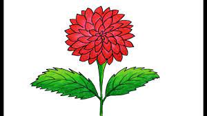 Dahlia Flower Drawing Very Easy And Simple How To Draw Dahlia Youtube