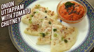 Onion Uttapam With Tomato Chutney Onion Uttapa With Red Chutney Recipe Breakfast Recipe Varun Youtub Chutney Recipes Red Chutney Recipe Tomato Chutney