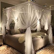 Elegant canopies can do wonders get jealous with the full draped canopy beds we are about to show you. Amazon Com Joyreap 4 Corners Post Canopy Bed Curtain For Girls Adults Royal Luxurious Cozy Drape Netting Cute Princess Bedroom Decoration Accessories White 86 W X 78 L King Home
